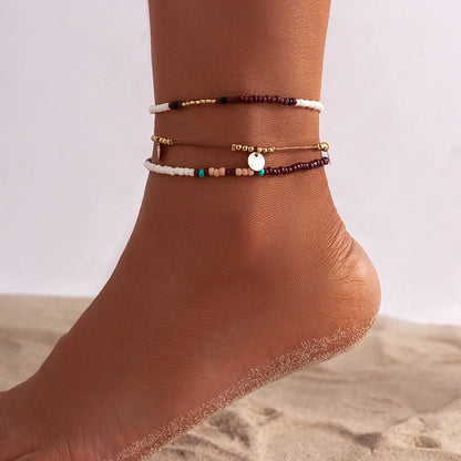 Bohemian multi-layer beaded foot ornaments anklet in ethnic style