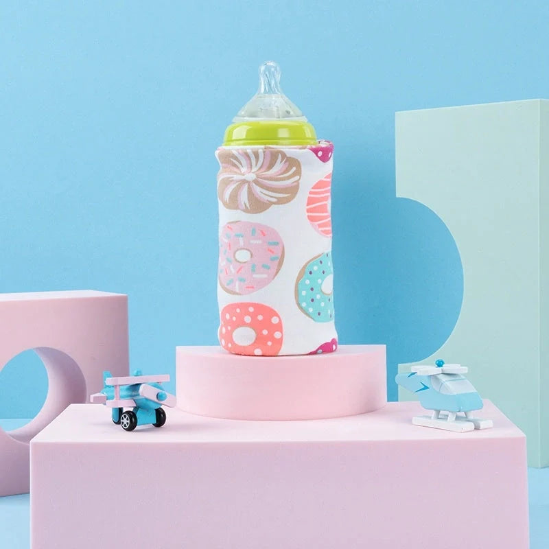 USB-powered baby bottle warmer and insulated travel bag for keeping milk warm on the go