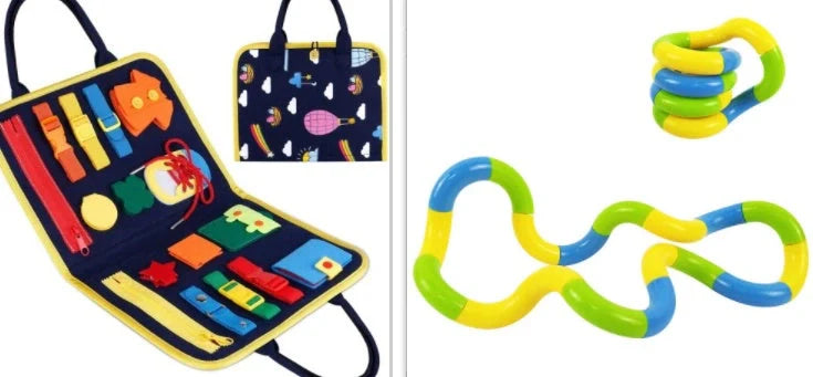 Children's felt busy board for dressing and buttoning skills development