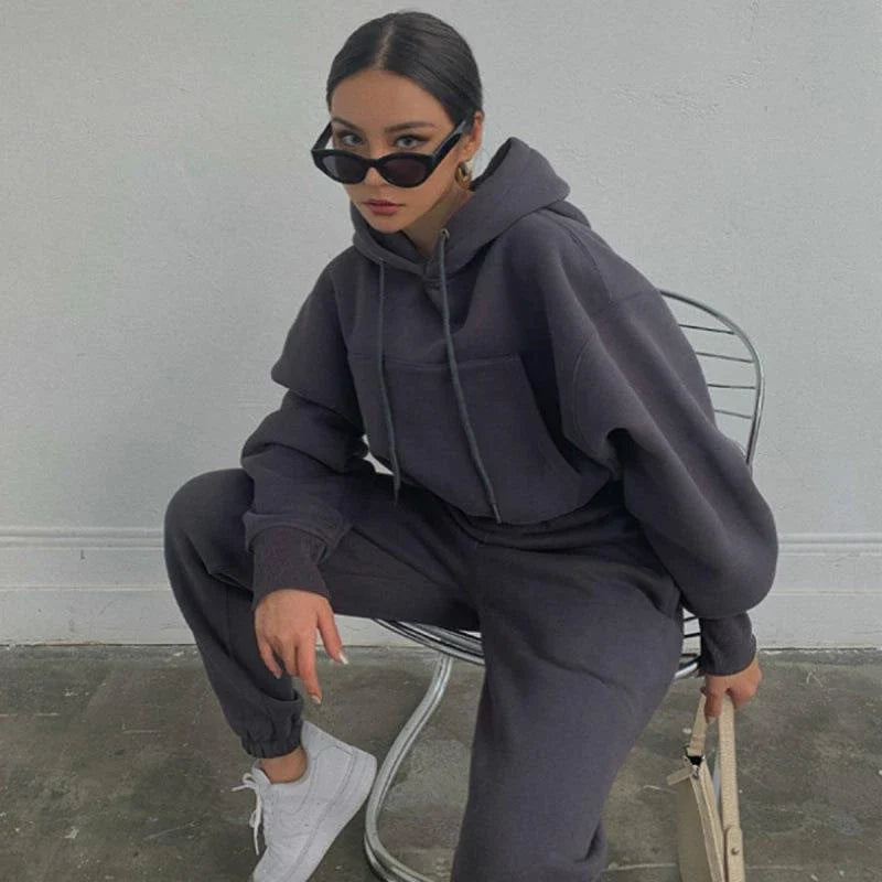 Stylish Autumn & Winter Women's Casual Hoodie Coat Outfit in various colors and sizes
