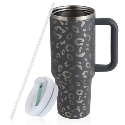 40oz stainless steel coffee mug with handle and straw, BPA-free, various colours available