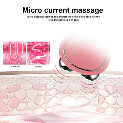 Portable facial micro-current beauty instrument with dual roller massager for lifting, firming, and reducing puffiness