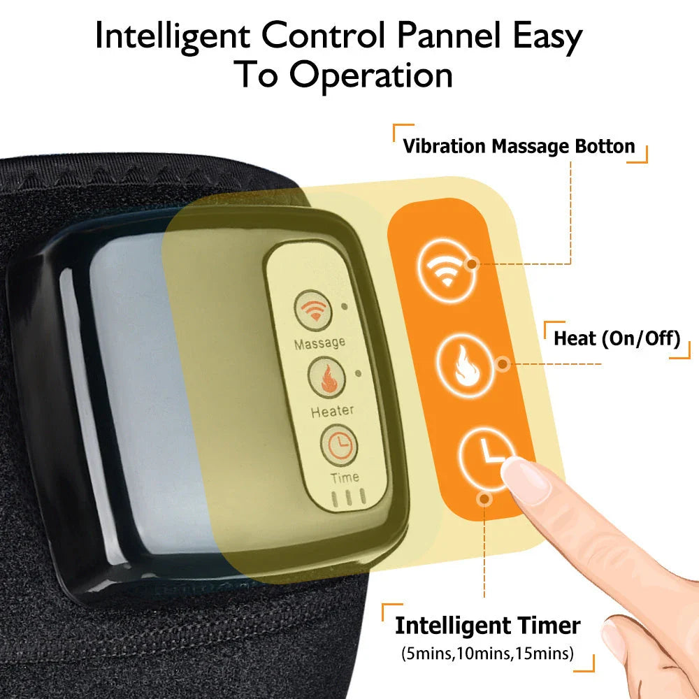 Premium Infrared Heating and Vibration Knee/Elbow Massager with adjustable straps, heat, and vibration therapy for pain relief and joint support
