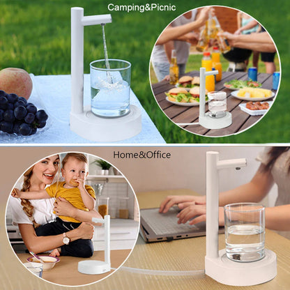 Rechargeable electric water dispenser with sleek, modern design for home, office, or on-the-go use