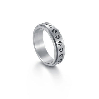 Titanium steel rings with captivating celestial designs including stars, moons, and floral motifs
