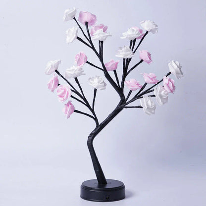 Enchanting 3D rose blossom USB desk lamp in various color options, creating a dreamy, romantic ambiance