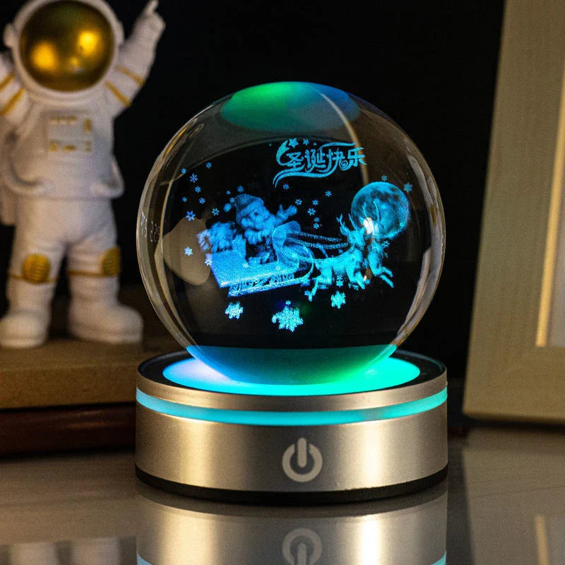 Captivating 3D crystal night lamp with intricate patterns and warm, soothing LED illumination for enchanting home decor