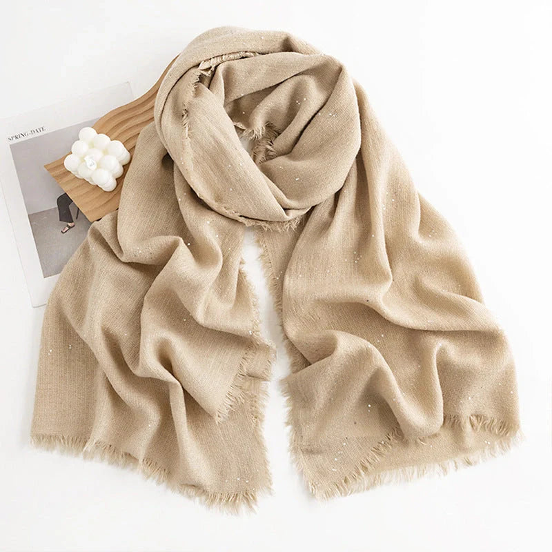Herringbone pattern artificial cashmere scarf with tassel fringes