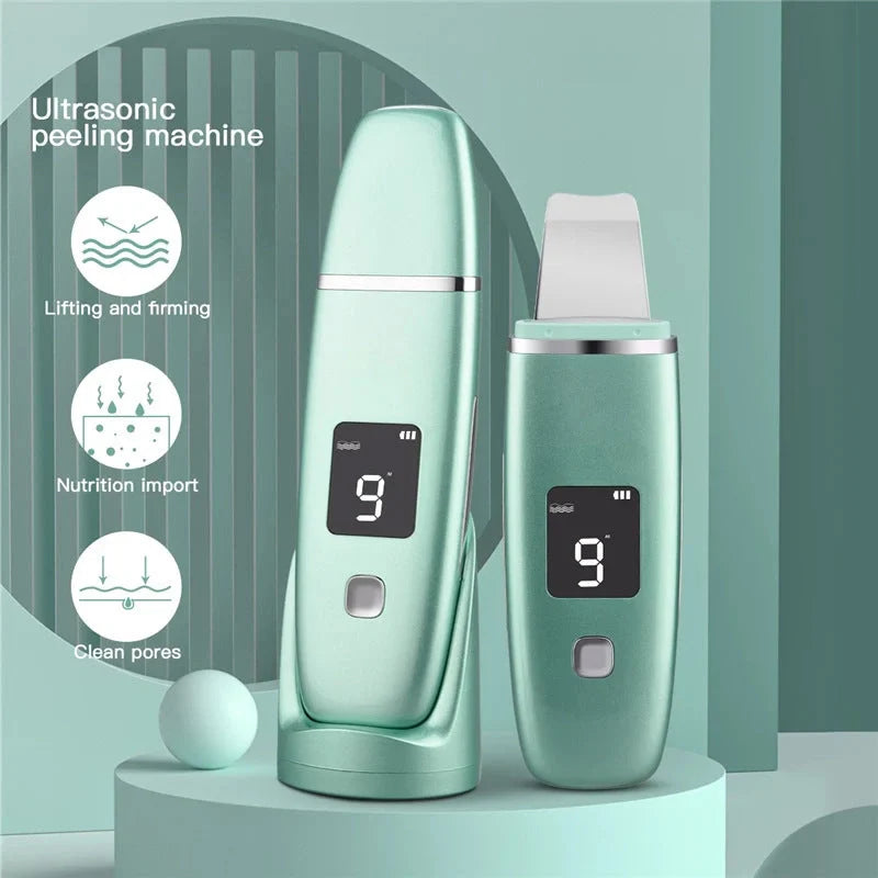 Ultrasonic Vibration Blackhead Remover with LED display and stainless steel shovel