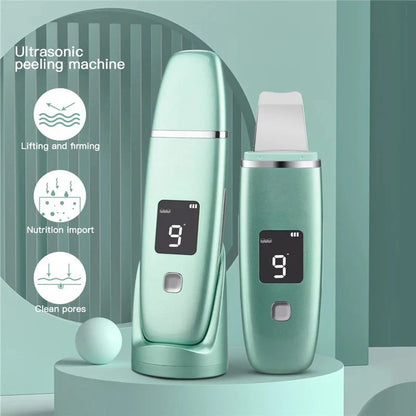 Ultrasonic Vibration Blackhead Remover with LED display and stainless steel shovel