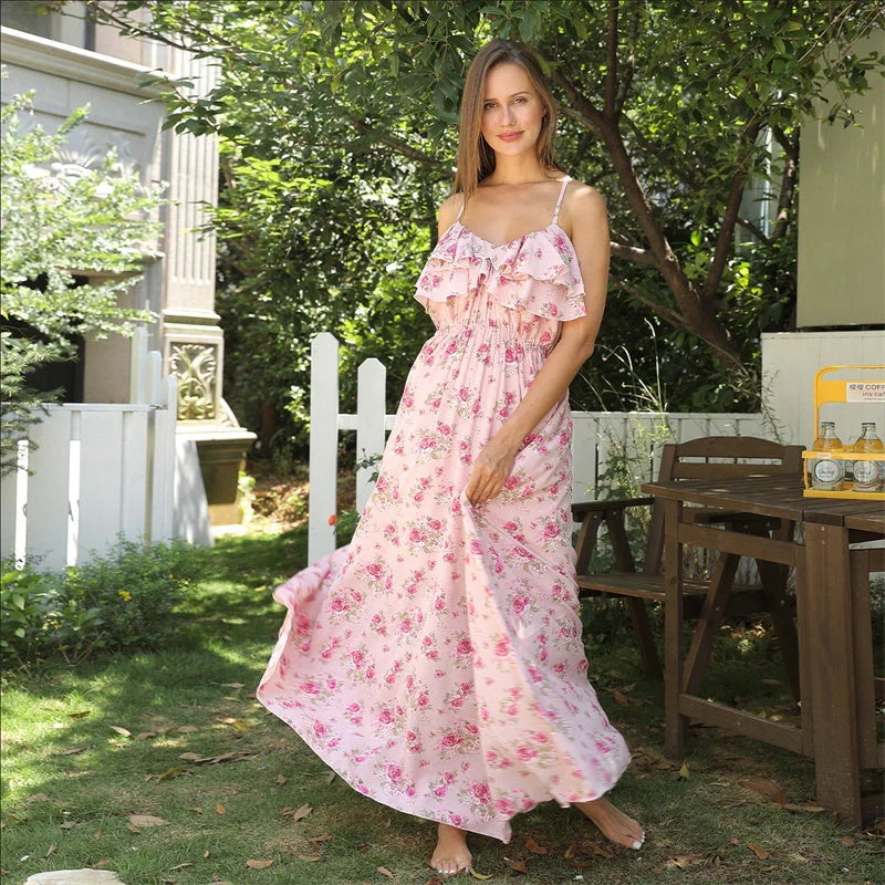 Women's simple printed polyester dress in white, available in sizes S to 4XL