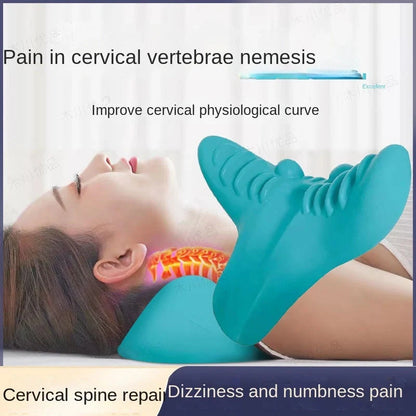 Blue natural latex cervical spine massage pillow for neck pain relief