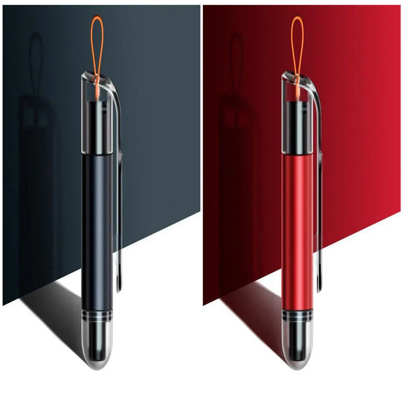 Mini portable car safety hammer in dark blue and Chinese red, compact emergency tool