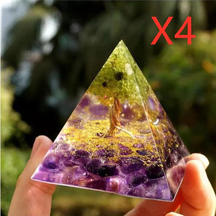 Handcrafted Natural Crystal Pyramid Energy Tower ornament for home decor