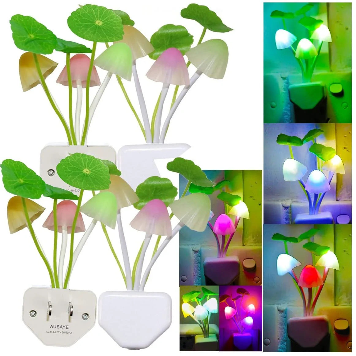 LED Mushroom Night Light with colour-changing feature and automatic sensor