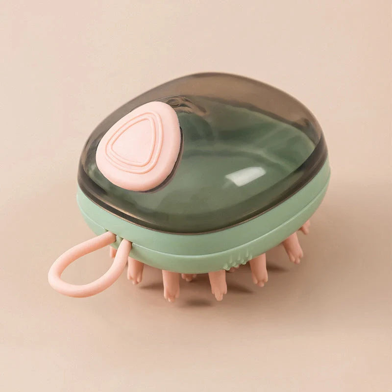 2 in 1 pet grooming brush with shampoo dispenser for cats and dogs