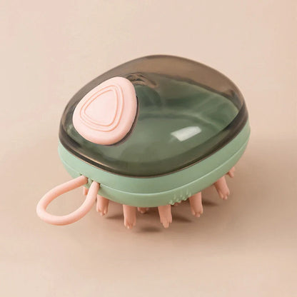 2 in 1 pet grooming brush with shampoo dispenser for cats and dogs