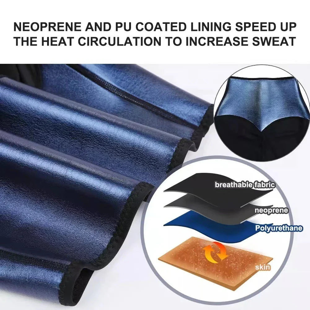 Premium slimming shapewear leggings in silver and blue colors, designed to provide tummy control and a sculpted silhouette.