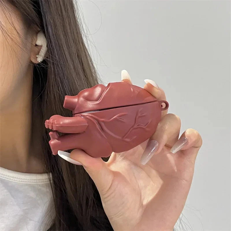 3D Heart Design Silicone Case for AirPods Pro and 3rd Generation in wine red and ivory white
