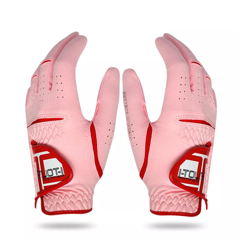 Women's microfiber golf gloves with anti-skid palm and breathable design