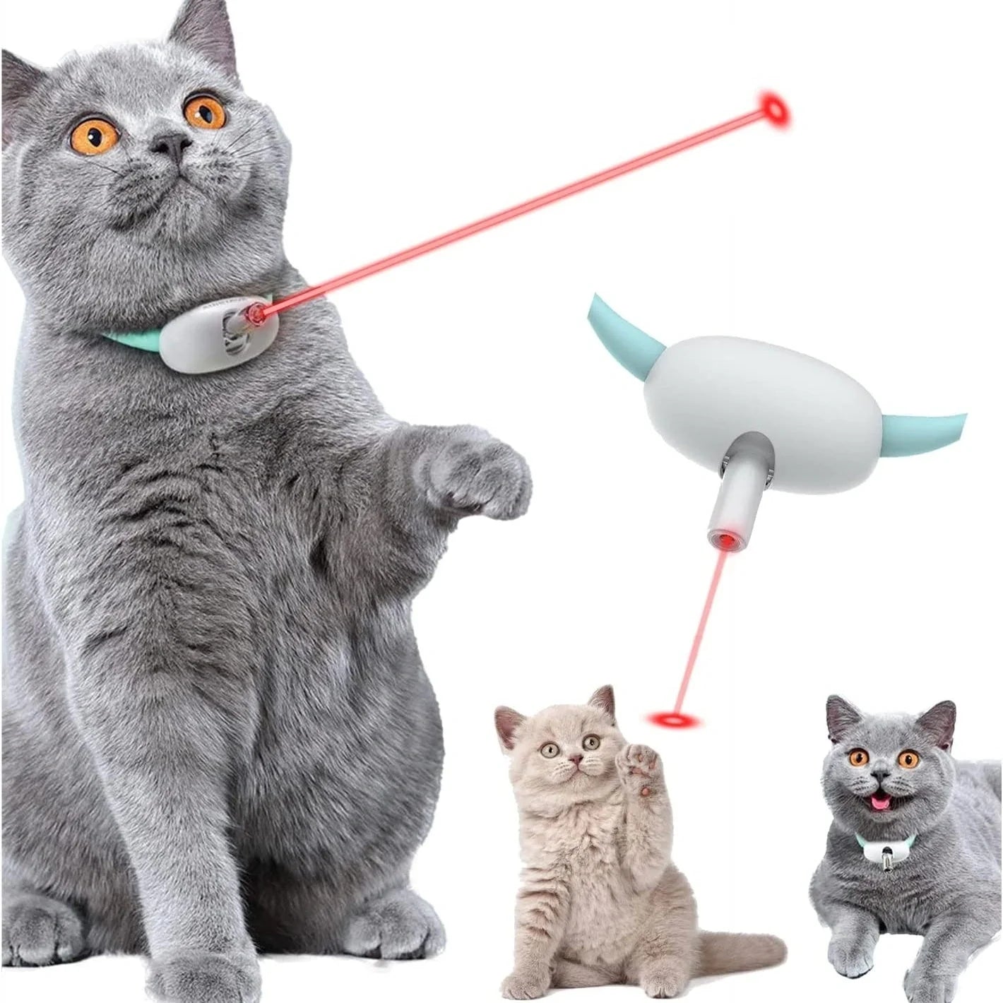 Smart Laser Teasing Cat Collar with adjustable fit and USB charging