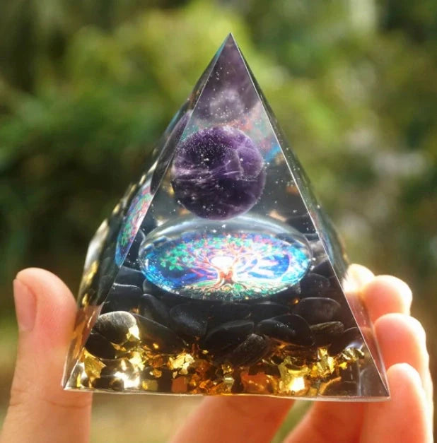 Handcrafted Natural Crystal Pyramid Energy Tower ornament for home decor