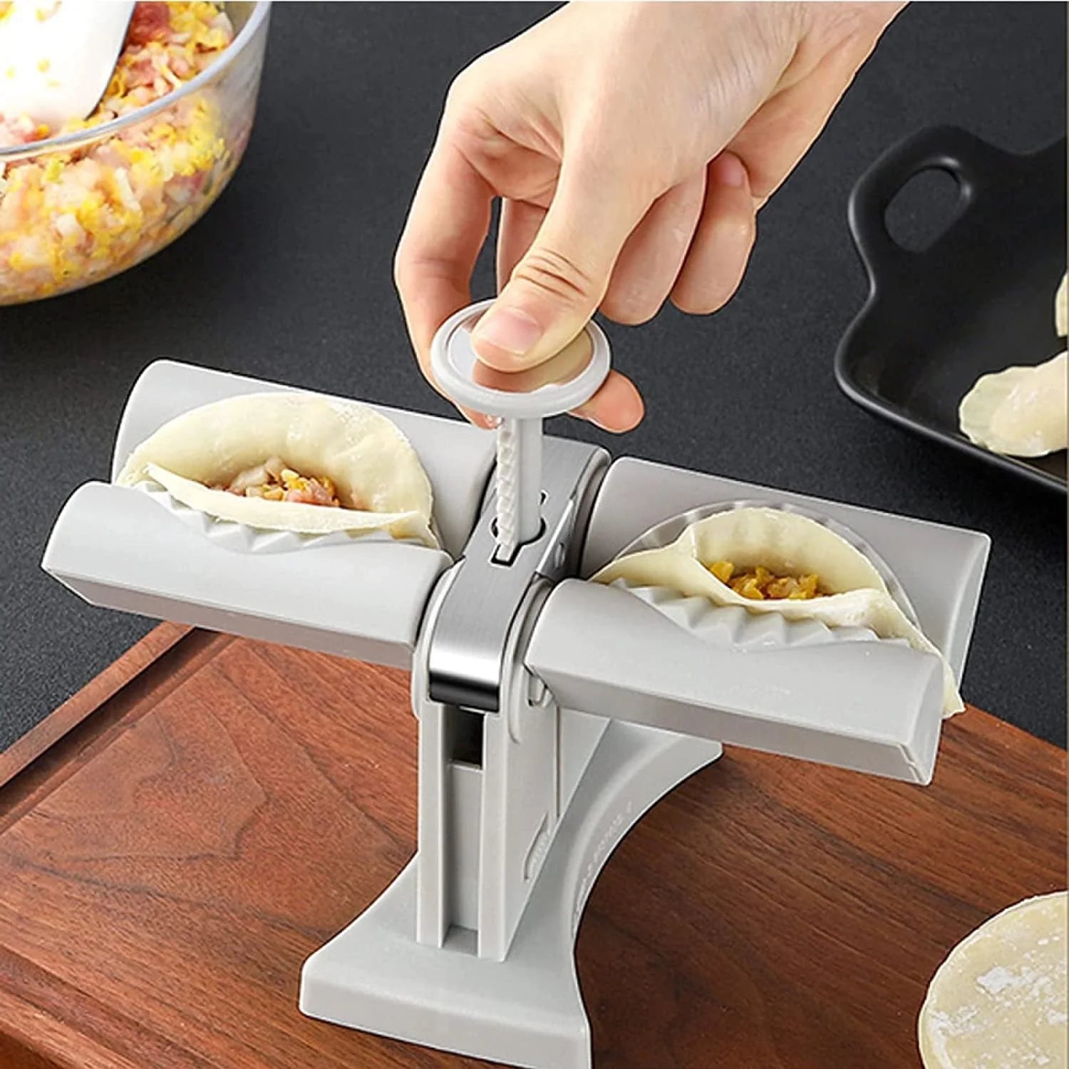 Double Head Dumpling Mould with anti-slip base for efficient dumpling making