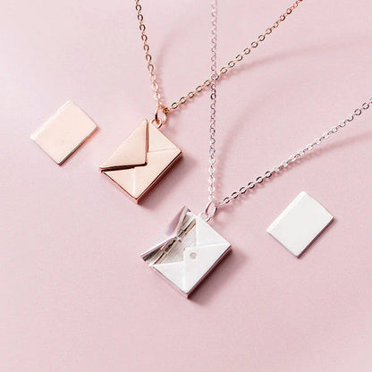 Elegant titanium steel envelope pendant necklace with adjustable chain, versatile for any occasion
