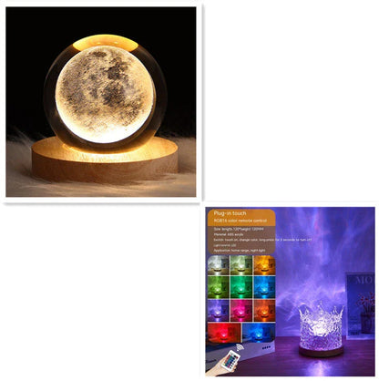 Illuminating Ambiance Lamp with rotating water ripple projection, 16 color options, and remote control for customizable home decor