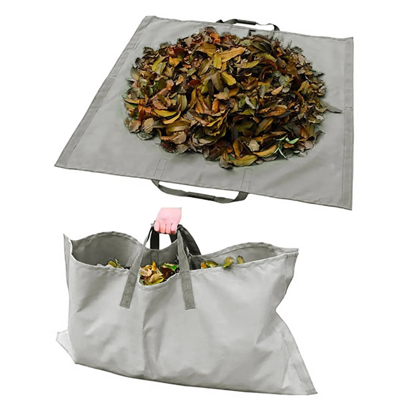 Heavy-duty recyclable garden waste tarpaulin bag in green, grey, or black