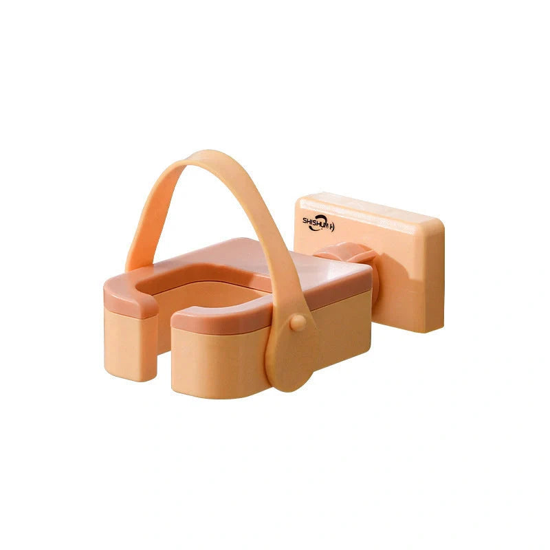 Wall-mounted hairdryer rack with silicone fixing belt and 180° rotation