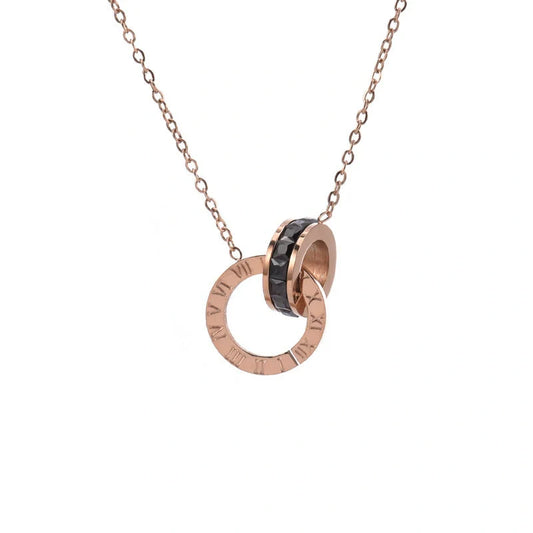 Roman Numeral Diamond Necklace with adjustable titanium steel chain