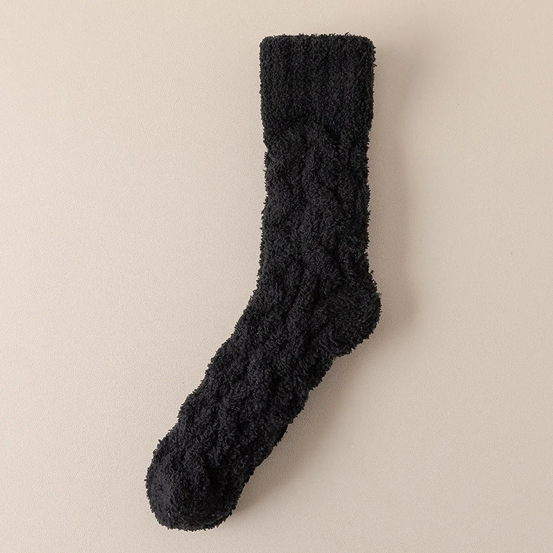 Plush velvet fleece socks in a variety of warm and cosy colours