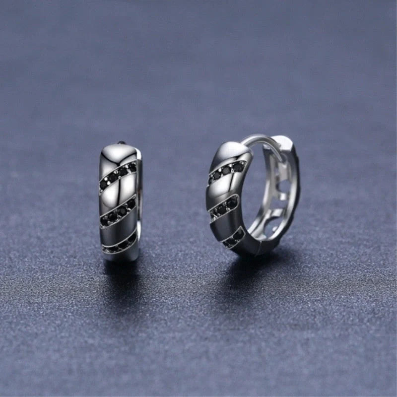 Retro women's copper round earrings with black finish