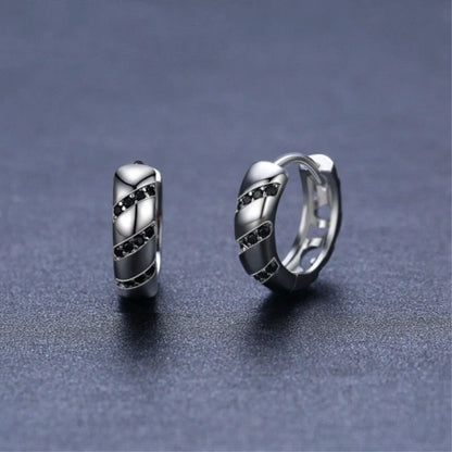 Retro women's copper round earrings with black finish