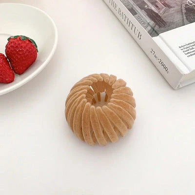 Velvet bird's nest hair ring hairpin in various colours for stylish ponytails