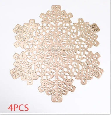 Elegant snowflake placemats made of premium PVC with heat and scald resistance for safe and stylish dining