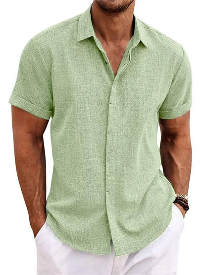 Men's stylish loose linen short-sleeved t-shirt in various colours