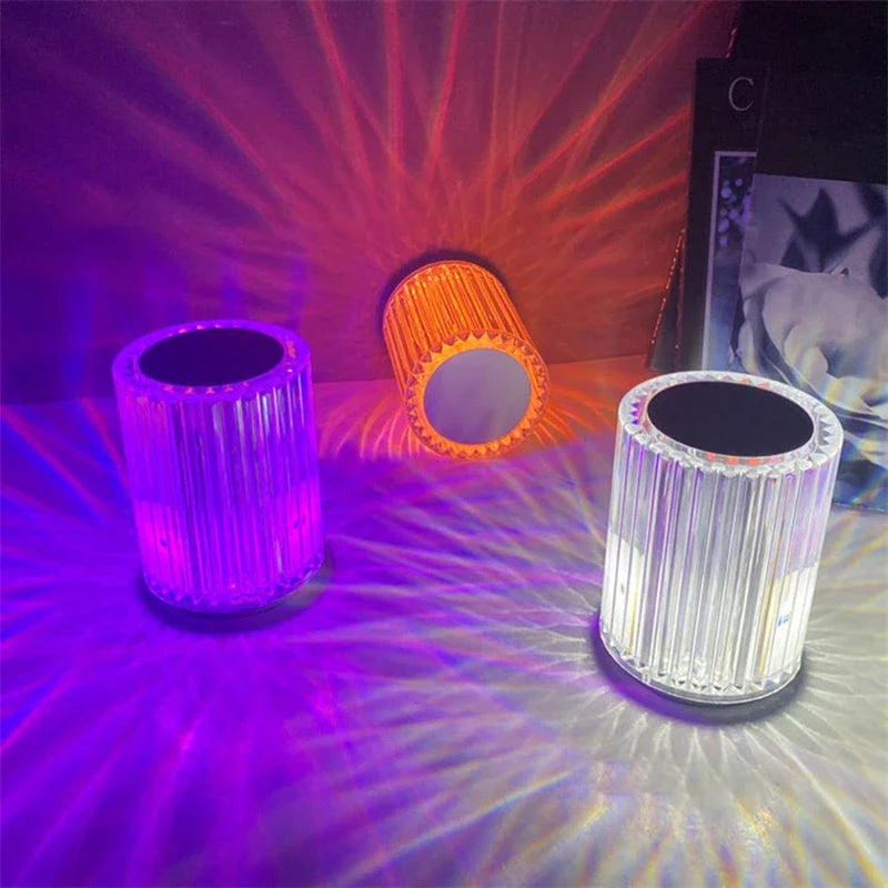 Acrylic LED table lamp with customizable RGB color lighting for home decor and ambiance