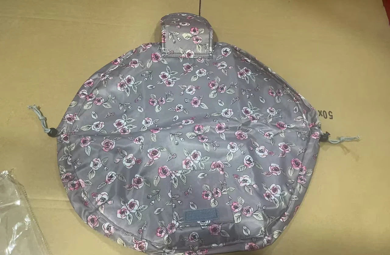 Stylish and practical cosmetic bag with multiple color and pattern options, featuring a drawstring closure and roomy interior for easy organization during travel.