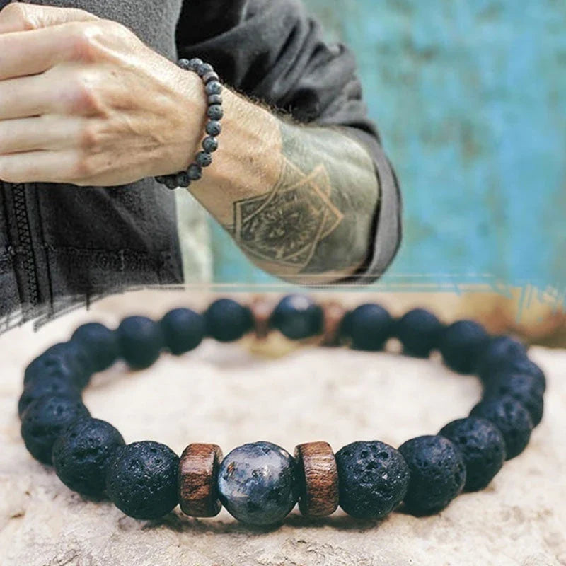 Stylish volcanic stone bracelet in various colors and designs for men