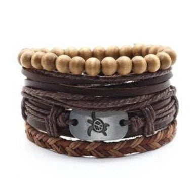 Men's genuine leather vintage braided bracelet with adjustable closure
