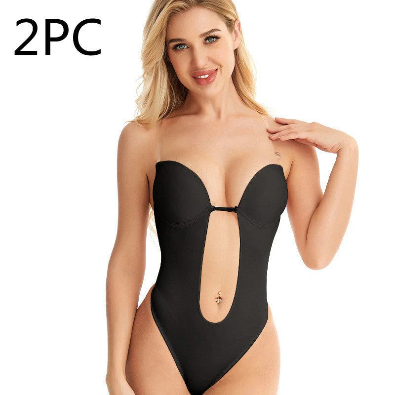 Seamless nylon tube top with detachable straps for big breasts in black and skin color