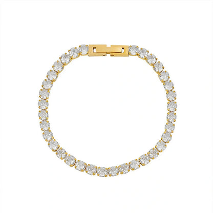 Women's titanium steel zircon bracelet with geometric design and double-safety clasps