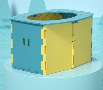Portable folding toilet in various colours, perfect for camping, hiking, and outdoor activities