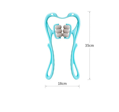 Ergonomic neck massager with six rolling balls for relieving muscle tension and soreness