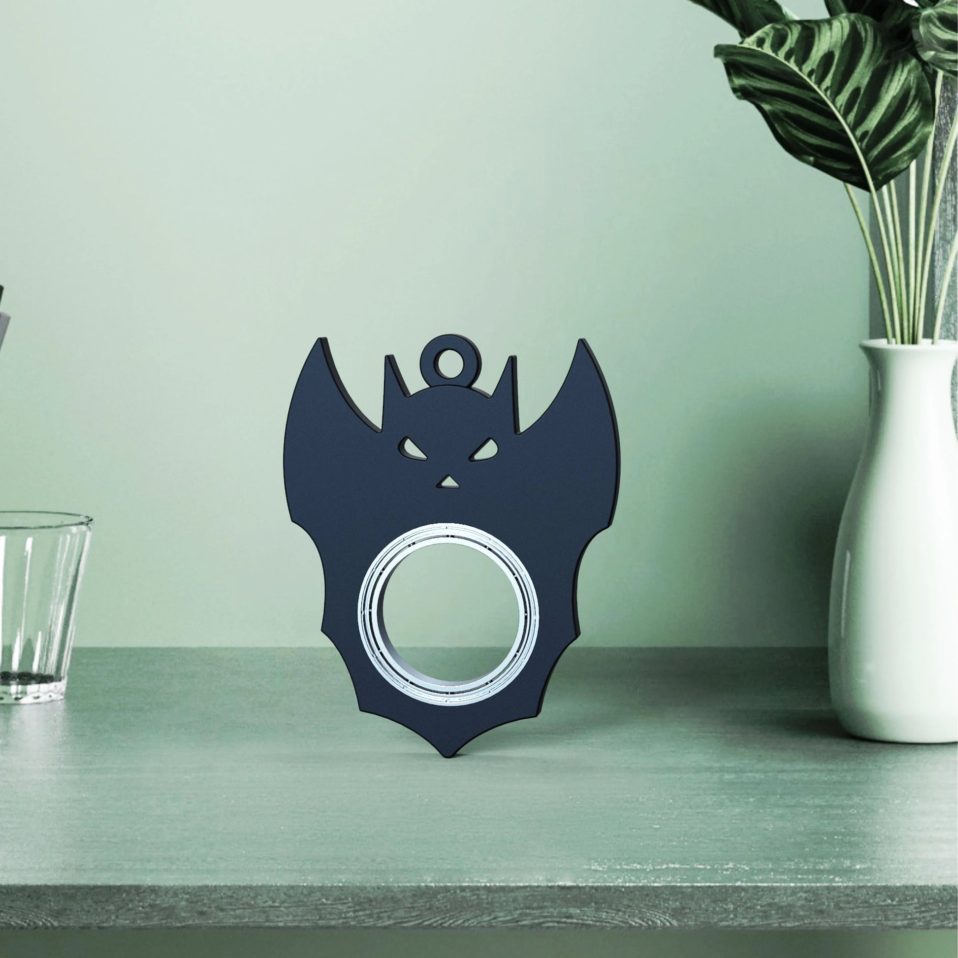 Halloween Bat Demon Ghost Keychain Fidget Spinner Toy - Black
