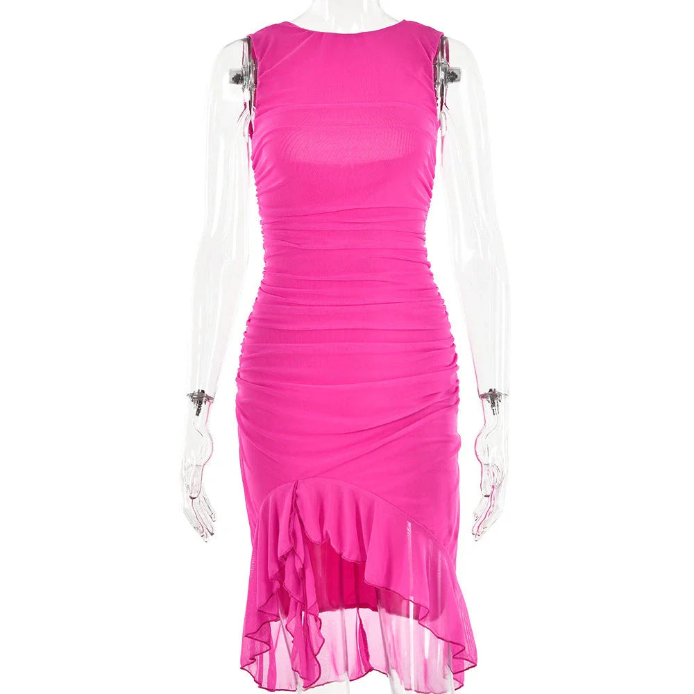 Sleeveless slim-fit mini dress in a variety of vibrant colors, perfect for summer style and comfort