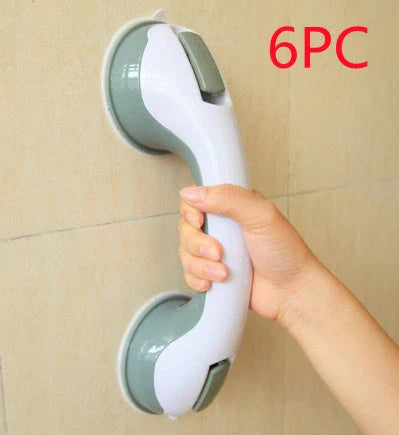 Durable ABS plastic bathroom handrail with suction cups for anti-skid safety support