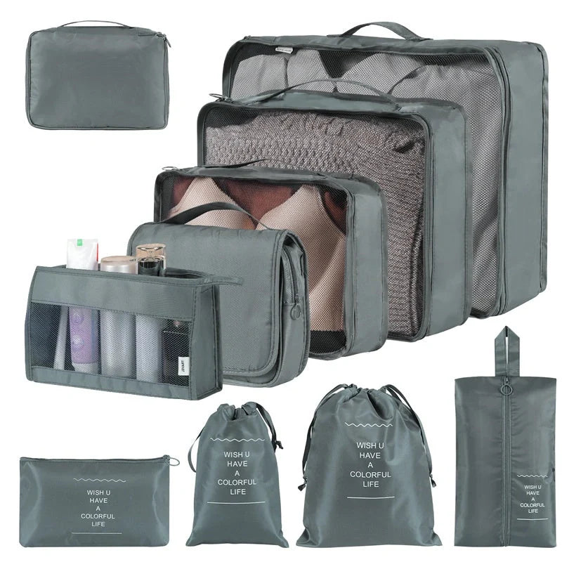 Simple solid colour polyester storage bags for home organisation in various colours